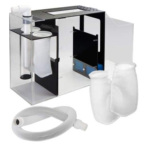 picture of an aquarium sump showing the various elements of filtration it contains